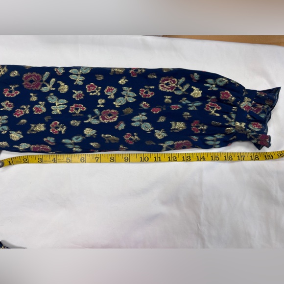 SALONI NWT Emile Floral Metallic Silk Blend Chiffon Ruffle Bow Collar Size 2 - Picture 15 of 17